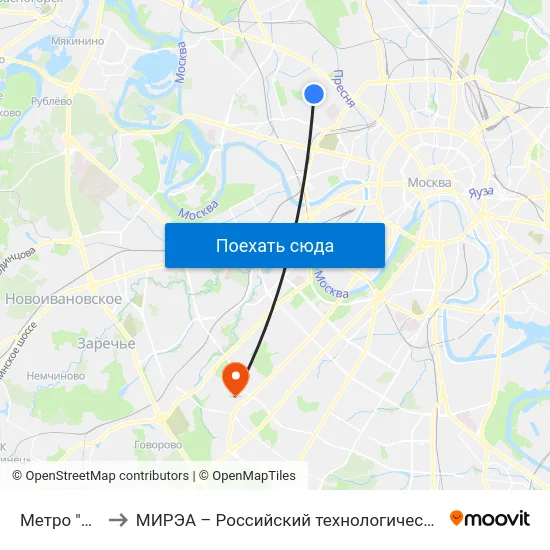 Метро "ЦСКА" to МИРЭА – Российский технологический университет map