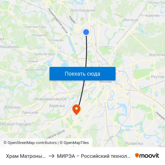 Храм Матроны Московской to МИРЭА – Российский технологический университет map