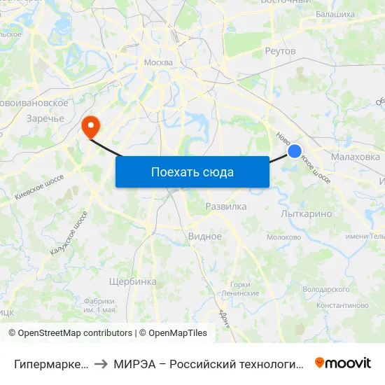 Гипермаркет Глобус to МИРЭА – Российский технологический университет map