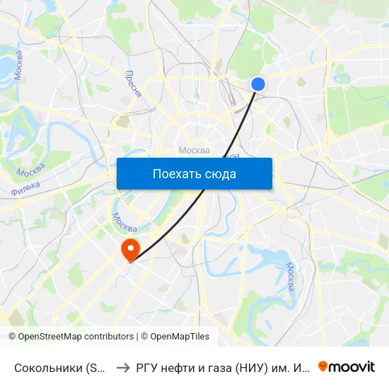 Сокольники (Sokolniki) to РГУ нефти и газа (НИУ) им. И. М. Губкина map