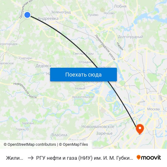 Жилино to РГУ нефти и газа (НИУ) им. И. М. Губкина map