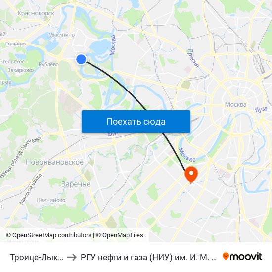 Троице-Лыково to РГУ нефти и газа (НИУ) им. И. М. Губкина map