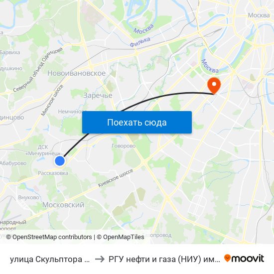 улица Скульптора Мухиной, 7 to РГУ нефти и газа (НИУ) им. И. М. Губкина map