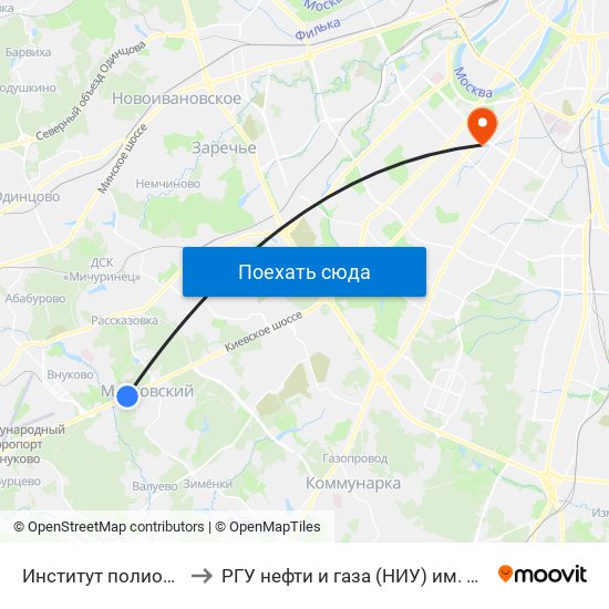 Институт полиомиелита to РГУ нефти и газа (НИУ) им. И. М. Губкина map