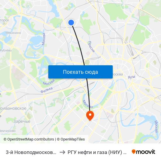 3-й Новоподмосковный переулок to РГУ нефти и газа (НИУ) им. И. М. Губкина map