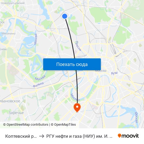 Коптевский рынок to РГУ нефти и газа (НИУ) им. И. М. Губкина map