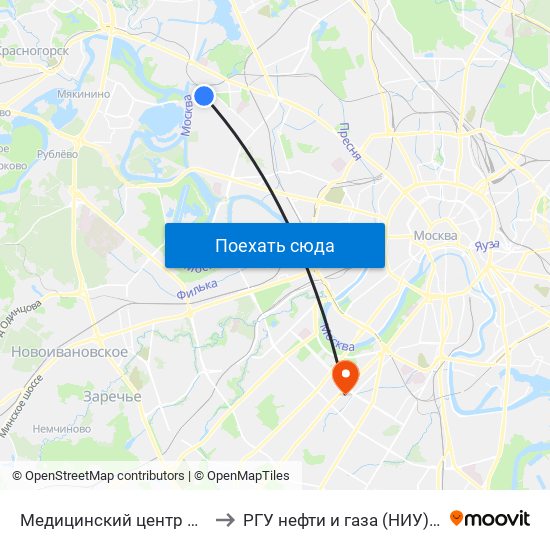 Медицинский центр имени Бурназяна to РГУ нефти и газа (НИУ) им. И. М. Губкина map