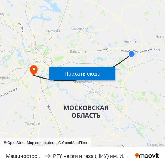 Машиностроитель to РГУ нефти и газа (НИУ) им. И. М. Губкина map