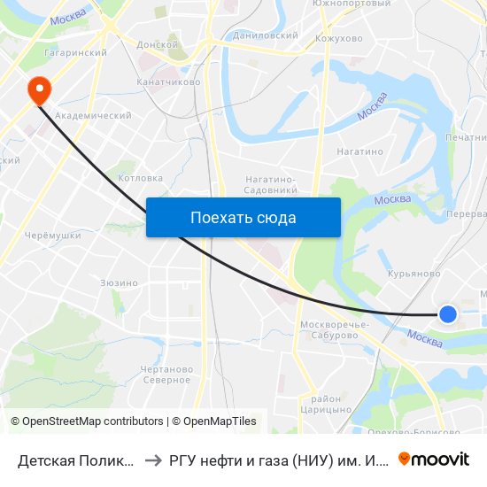 Детская Поликлиника to РГУ нефти и газа (НИУ) им. И. М. Губкина map