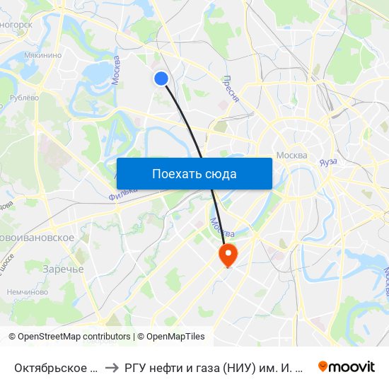 Октябрьское Поле to РГУ нефти и газа (НИУ) им. И. М. Губкина map