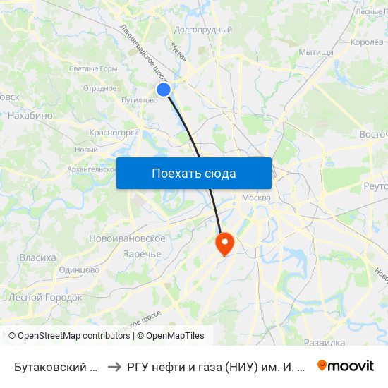 Бутаковский Залив to РГУ нефти и газа (НИУ) им. И. М. Губкина map