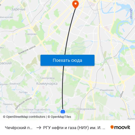 Чечёрский проезд to РГУ нефти и газа (НИУ) им. И. М. Губкина map