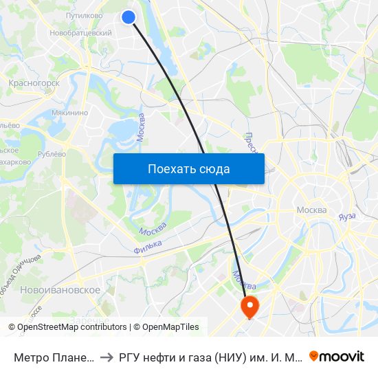 Метро Планерная to РГУ нефти и газа (НИУ) им. И. М. Губкина map