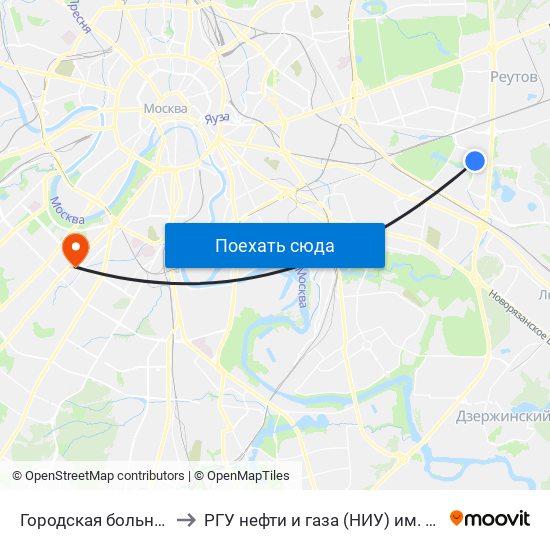 Городская больница №15 to РГУ нефти и газа (НИУ) им. И. М. Губкина map