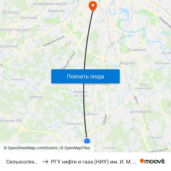 Сельхозтехника to РГУ нефти и газа (НИУ) им. И. М. Губкина map