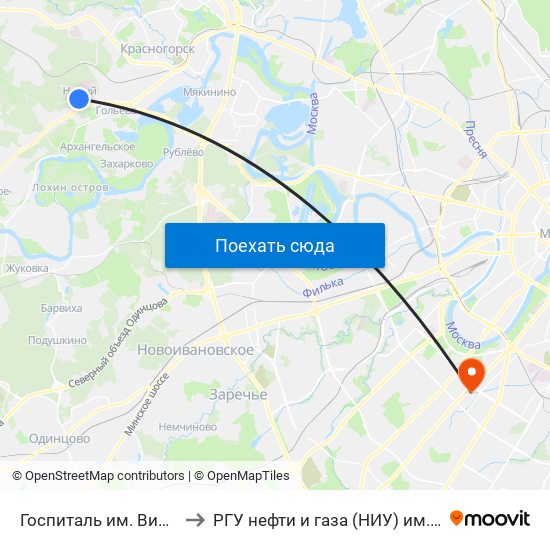 Госпиталь им. Вишневского to РГУ нефти и газа (НИУ) им. И. М. Губкина map