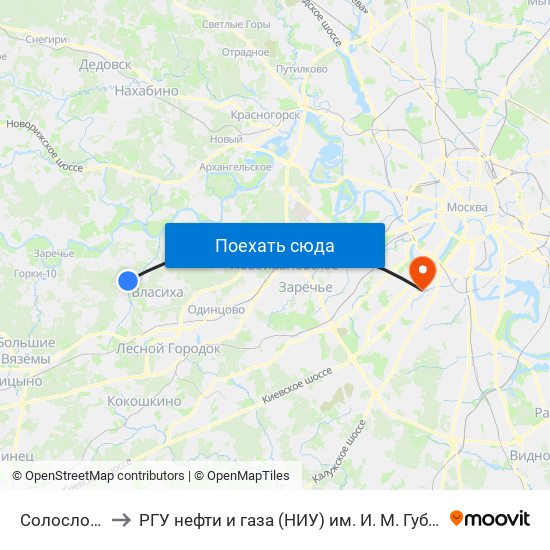 Солослово to РГУ нефти и газа (НИУ) им. И. М. Губкина map