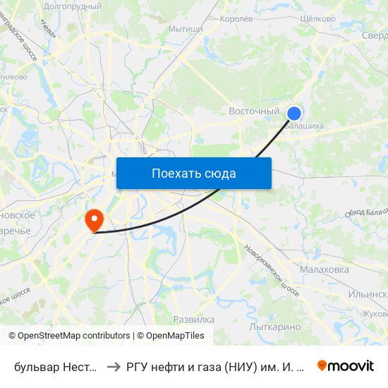 бульвар Нестерова to РГУ нефти и газа (НИУ) им. И. М. Губкина map