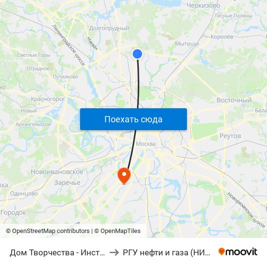 Дом Творчества - Институт Им. Дашковой to РГУ нефти и газа (НИУ) им. И. М. Губкина map