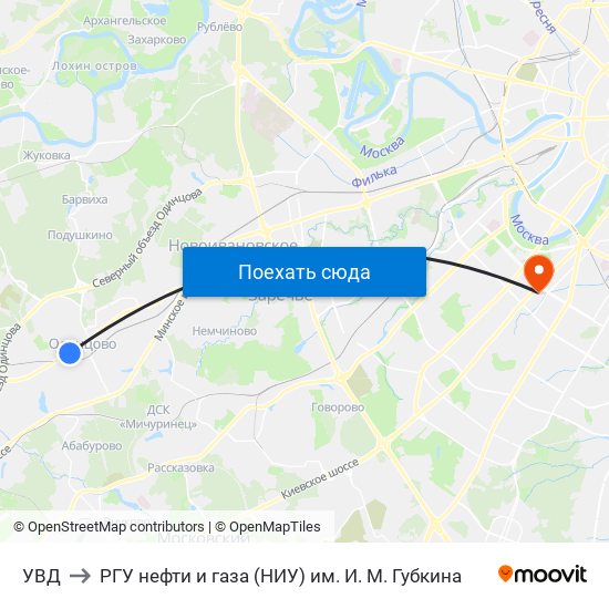 УВД to РГУ нефти и газа (НИУ) им. И. М. Губкина map