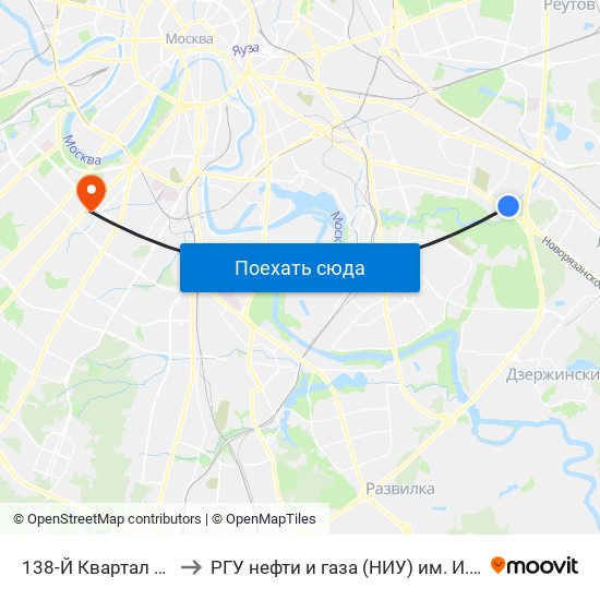 138-Й Квартал Выхина to РГУ нефти и газа (НИУ) им. И. М. Губкина map