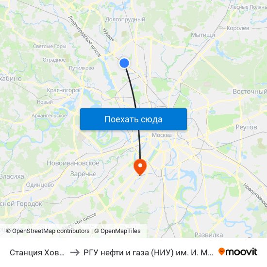 Станция Ховрино to РГУ нефти и газа (НИУ) им. И. М. Губкина map