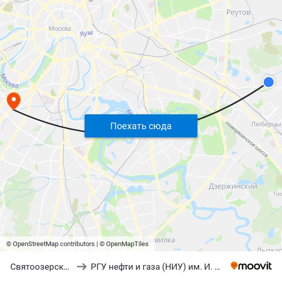 Святоозерская Ул. to РГУ нефти и газа (НИУ) им. И. М. Губкина map