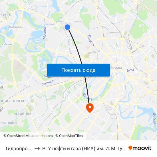 Гидропроект to РГУ нефти и газа (НИУ) им. И. М. Губкина map