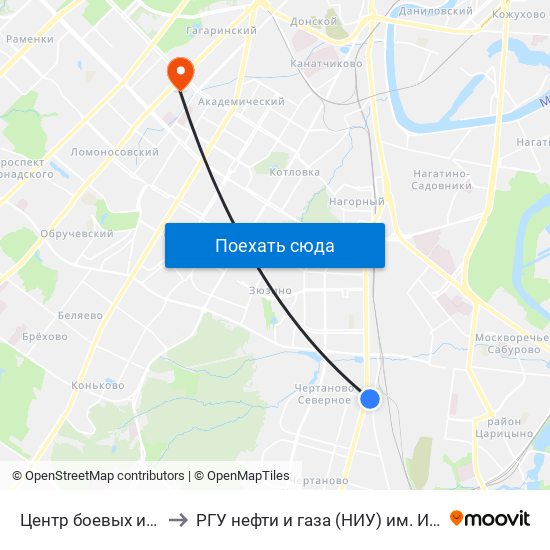 Центр боевых искусств to РГУ нефти и газа (НИУ) им. И. М. Губкина map