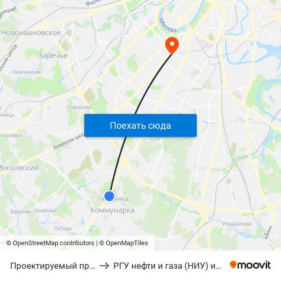 Проектируемый проезд № 812 to РГУ нефти и газа (НИУ) им. И. М. Губкина map