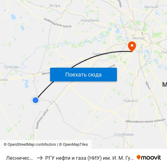 Лесничество to РГУ нефти и газа (НИУ) им. И. М. Губкина map