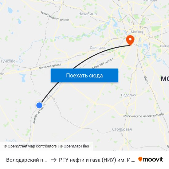 Володарский поворот to РГУ нефти и газа (НИУ) им. И. М. Губкина map