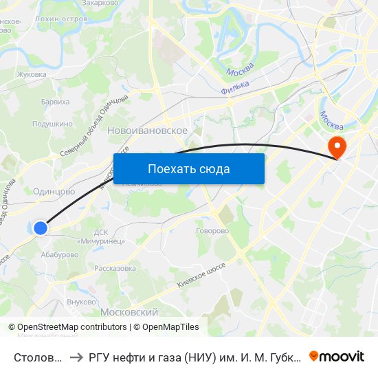 Столовая to РГУ нефти и газа (НИУ) им. И. М. Губкина map