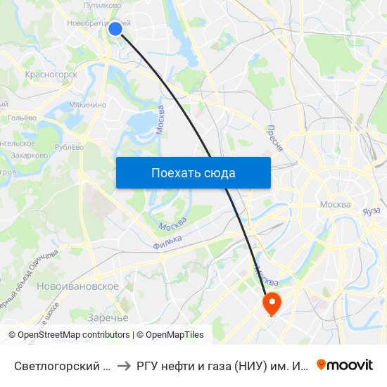 Светлогорский проезд to РГУ нефти и газа (НИУ) им. И. М. Губкина map