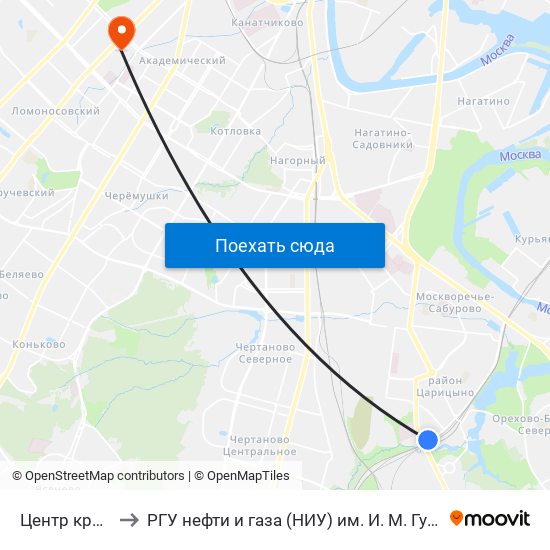 Центр крови to РГУ нефти и газа (НИУ) им. И. М. Губкина map