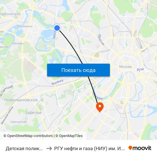 Детская поликлиника to РГУ нефти и газа (НИУ) им. И. М. Губкина map