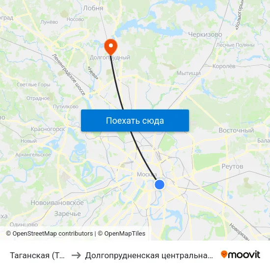 Таганская (Taganskaya) to Долгопрудненская центральная городская больница map