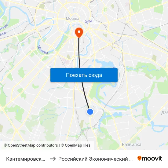 Кантемировская (Kantemirovskaya) to Российский Экономический Университет имени Г. В. Плеханова map