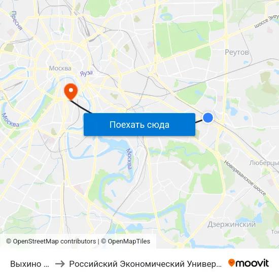 Выхино (Vykhino) to Российский Экономический Университет имени Г. В. Плеханова map
