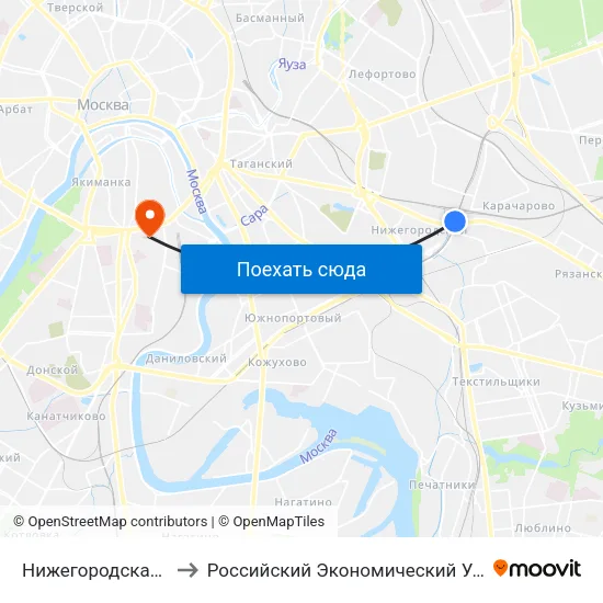 Нижегородская (Nizhegorodskaya) to Российский Экономический Университет имени Г. В. Плеханова map