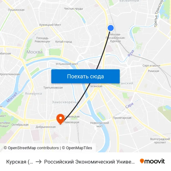Курская (Kurskaya) to Российский Экономический Университет имени Г. В. Плеханова map