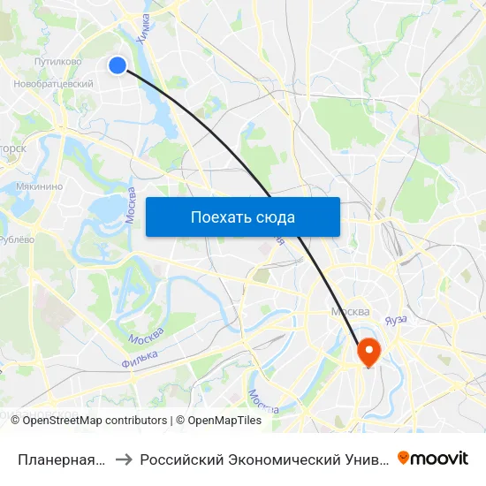 Планерная (Planernaya) to Российский Экономический Университет имени Г. В. Плеханова map