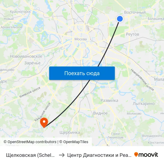 Щелковская (Schelkovskaya) to Центр Диагностики и Реабилитации map
