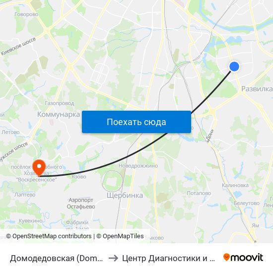 Домодедовская (Domodedovskaya) to Центр Диагностики и Реабилитации map