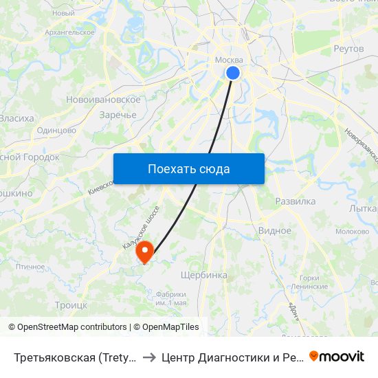 Третьяковская (Tretyakovskaya) to Центр Диагностики и Реабилитации map