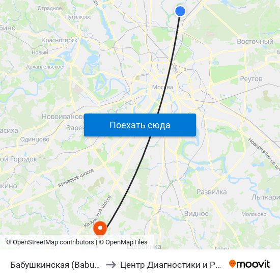 Бабушкинская (Babushkinskaya) to Центр Диагностики и Реабилитации map