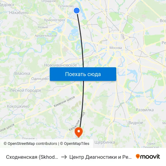 Сходненская (Skhodnenskaya) to Центр Диагностики и Реабилитации map