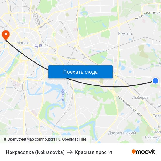Некрасовка (Nekrasovka) to Красная пресня map