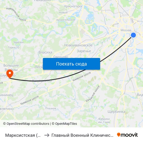 Марксистская (Marksistskaya) to Главный Военный Клинический Госпиталь ФСБ РФ map