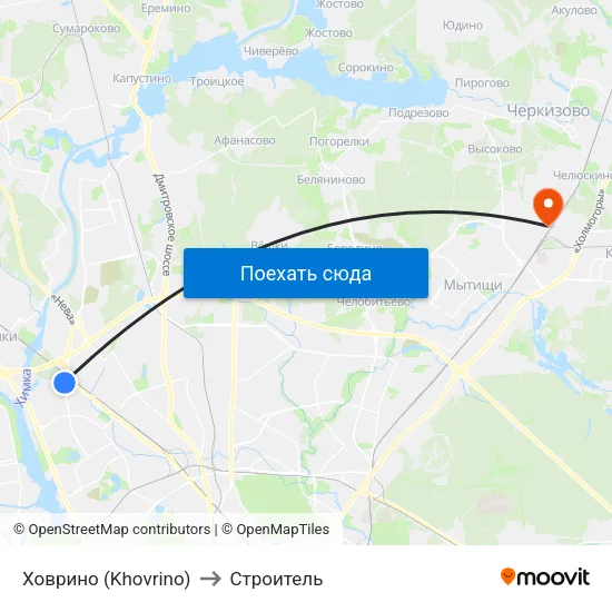 Ховрино (Khovrino) to Строитель map